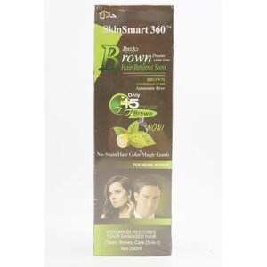 SkinSmart 360 Dark Brown No-Stain Hair Dye Shampoo Full Gray Coverage for Men